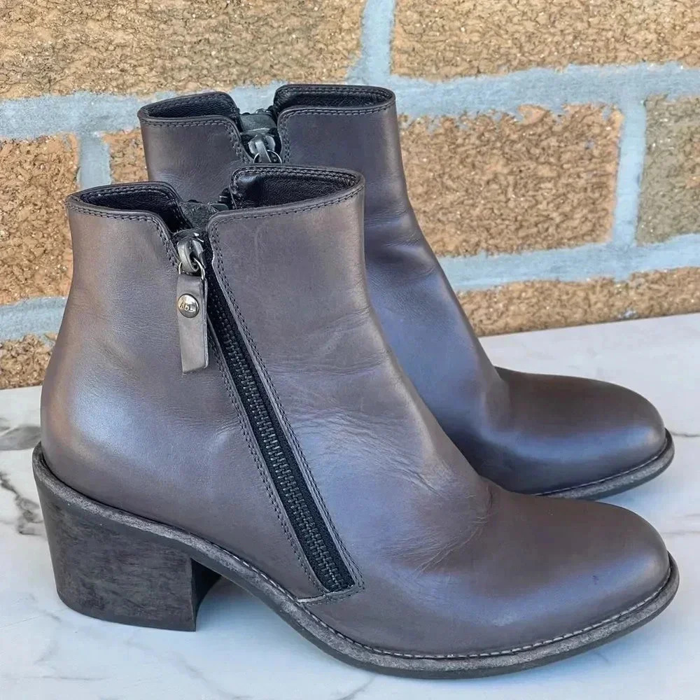 AGL Ella Block Heel Bootie Pewter gray 38.5